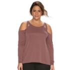 Plus Size Rock & Republic&reg; Grommet Cold-shoulder Top, Women's, Size: 0x, Purple