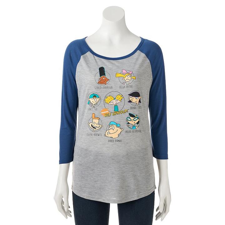 Juniors' Hey Arnold! Raglan Graphic Tee, Girl's, Size: Small, Dark Grey