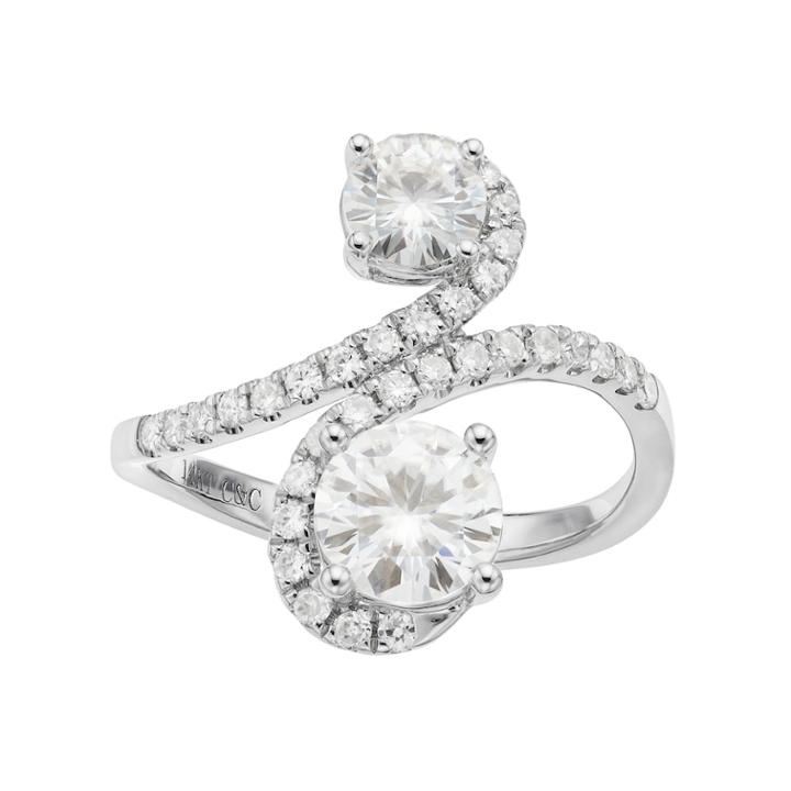 Forever Brilliant 14k White Gold 1 3/4 Carat T.w. Lab-created Moissanite 2-stone Ring, Women's, Size: 8