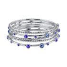 1928 Beaded & Faceted Stone Bangle Bracelet Set, Women's, Size: 8, Blue