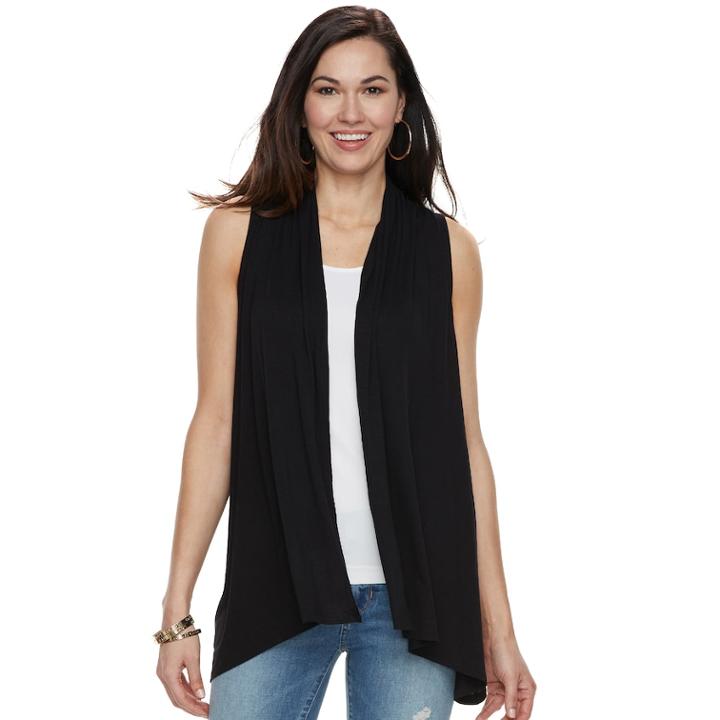Women's Apt. 9&reg; Sleeveless Cardigan, Size: Small, Black