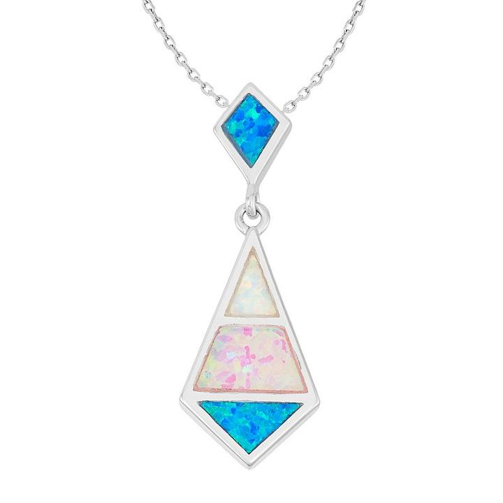 Sterling Silver Lab-created Opal Marquise Pendant Necklace, Women's, Size: 18, Multicolor