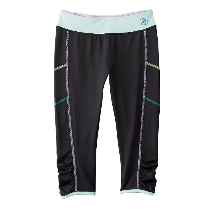 Girls 7-16 Fila Sport&reg; Contrast Stitch Capri Leggings, Girl's, Size: L(14), Black