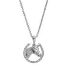 Delicate Diamonds Sterling Silver Horse & Horseshoe Pendant, Women's, Grey