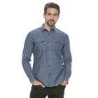 Men's Marc Anthony Slim-fit Linen-blend Textured Button-down Shirt, Size: Xl, Blue