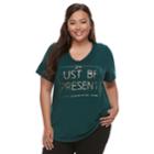 Plus Size Apt. 9&reg; V-neck Holiday Graphic Tee, Women's, Size: 4xl, Green