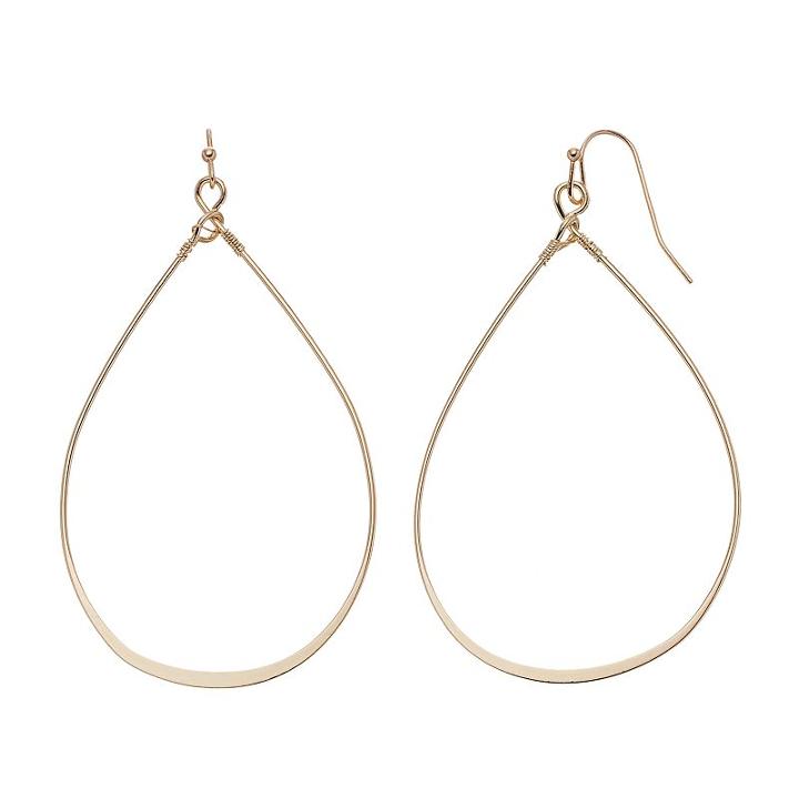 Lc Lauren Conrad Teardrop Hoop Earrings, Women's, Gold