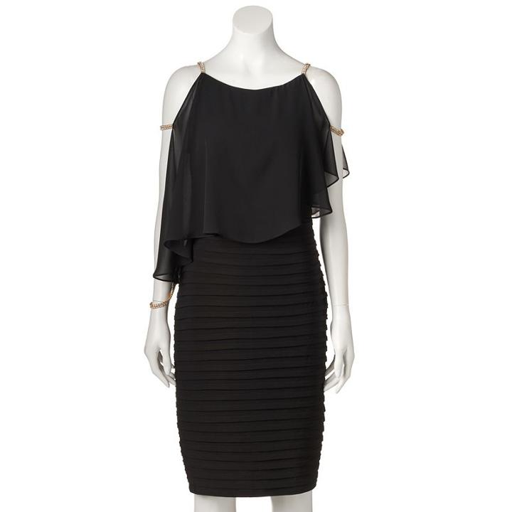 Women's Scarlett Shutter Stripe Cold-shoulder Sheath Dress, Size: 6, Black