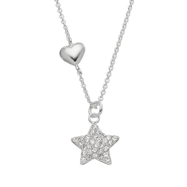 Crystal Silver-plated Star Pendant Necklace, Women's, Size: 18, White