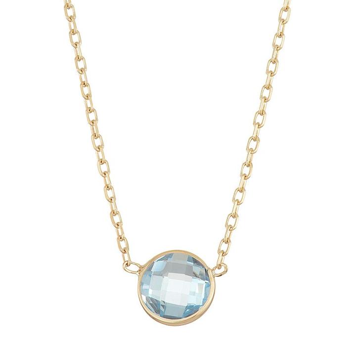 10k Gold Lab-created Aquamarine Circle Pendant Necklace, Women's, Size: 17, Blue