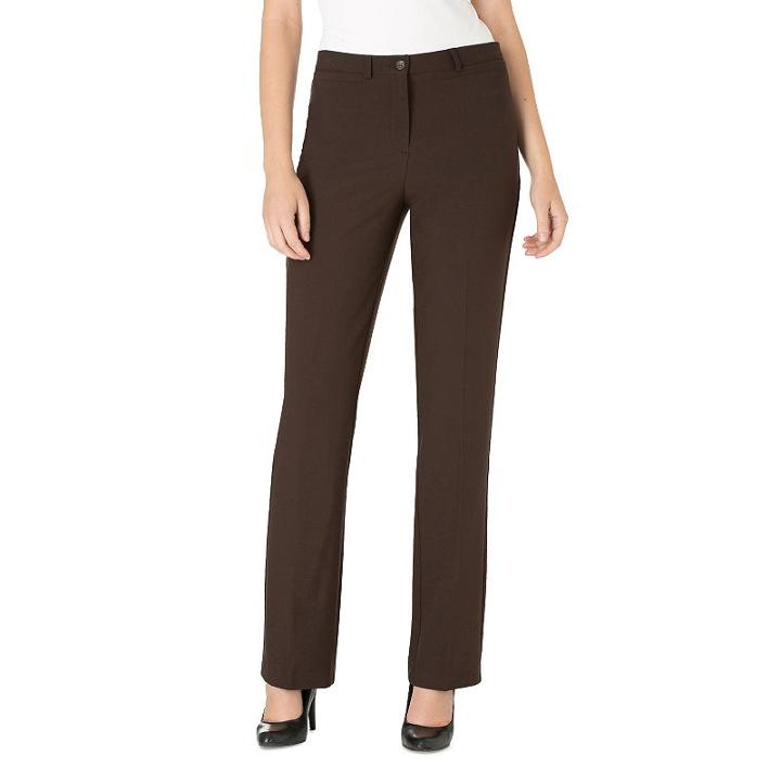 Women's Haggar&reg; Original Fit Comfort Waist Straight-leg Pants, Size: 4, Brown Over