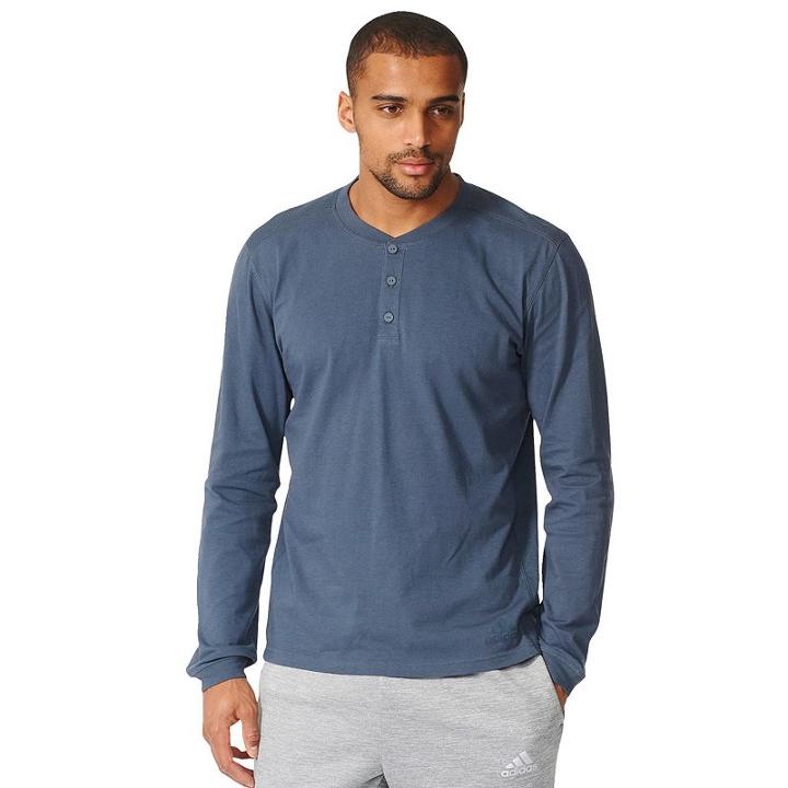 Men's Adidas Henley Tee, Size: Medium, Dark Blue