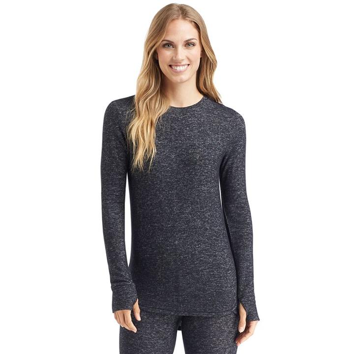 Women's Cuddl Duds Soft Knit Long Sleeve Top, Size: Medium, Grey (charcoal)