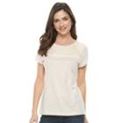 Women's Croft & Barrow&reg; Lace-yoke Tee, Size: Small, Lt Beige