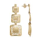 14k Gold And Sterling Silver Greek Key Linear Drop Earrings, Women's, Yellow