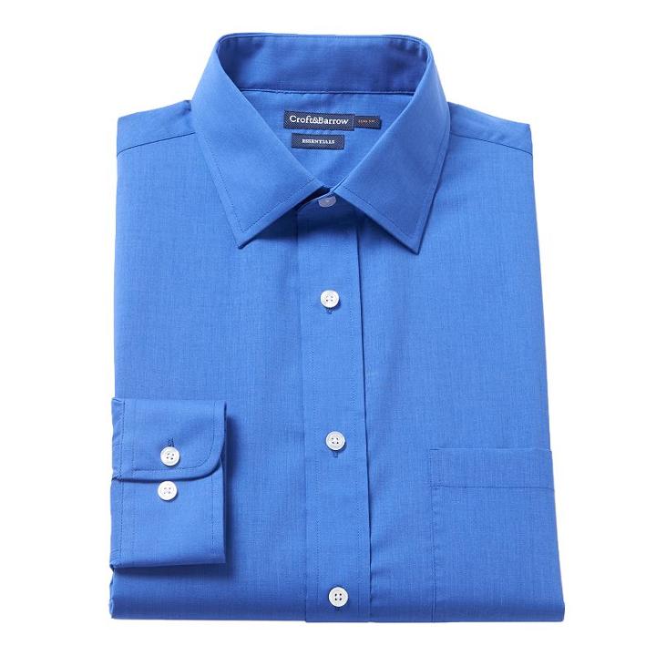 Men's Croft & Barrow&reg; Slim-fit Easy Care Spread-collar Dress Shirt, Size: 17.5-32/33, Blue (navy)