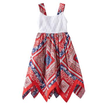 Girls 4-6x Blueberi Boulevard Americana Hanky Hem Sundress, Girl's, Size: 6x, White