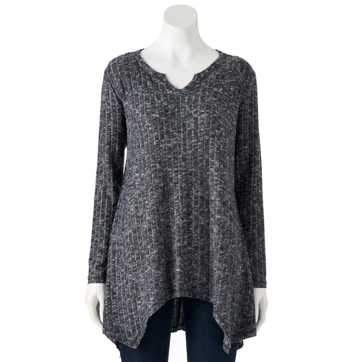 Women's French Laundry Ribbed Shark-bite Top, Size: Medium, Grey Other