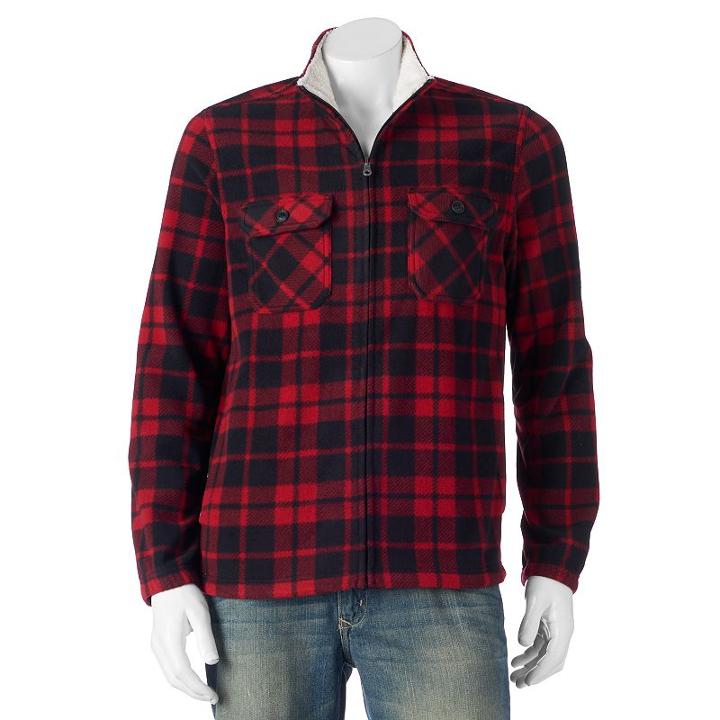 Big & Tall Croft & Barrow&reg; Classic-fit Plaid Arctic Fleece Jacket, Men's, Size: Xxl Tall, Med Red