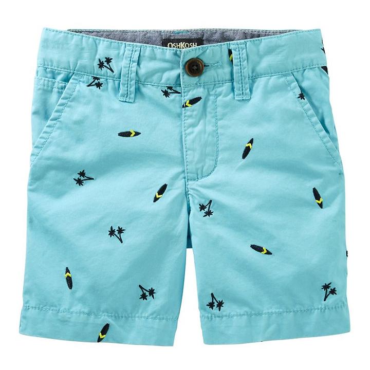 Boys 4-8 Oshkosh B'gosh&reg; Flat Front Embroidered Pattern Shorts, Size: 4, Blue