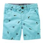 Boys 4-8 Oshkosh B'gosh&reg; Flat Front Embroidered Pattern Shorts, Size: 4, Blue