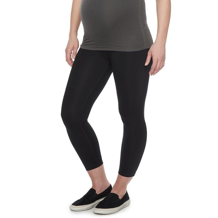 Maternity A:glow Full Belly Panel Shapewear Capri Leggings, Women's, Size: Xs Maternity, Black