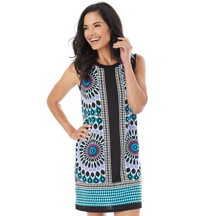Women's Ab Studio Print Textured Shift Dress, Size: Regular, Ovrfl Oth