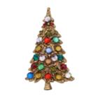 Simulated Crystal Christmas Tree Pin, Women's, Multicolor