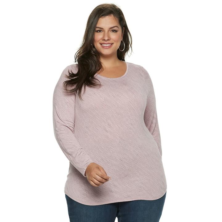 Plus Size Apt. 9&reg; Essential Long Sleeve Top, Women's, Size: 4xl, Lt Purple