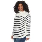 Plus Size Croft & Barrow&reg; Splitneck Cable-knit Sweater, Women's, Size: 3xl, White