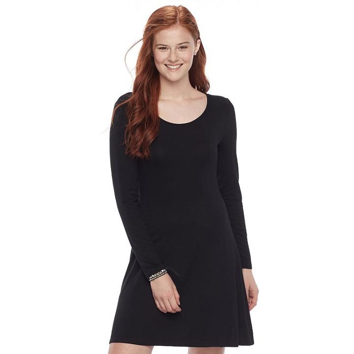 Juniors' So&reg; Lace-up Back Skater Dress, Teens, Size: Xl, Black