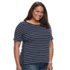 Plus Size Croft & Barrow&reg; Striped Boatneck Tee, Women's, Size: 1xl, Blue