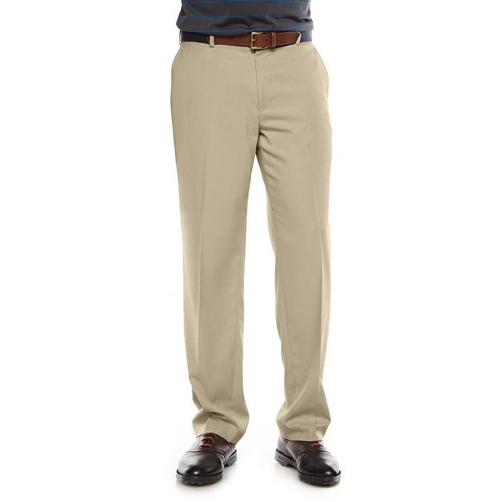 Big & Tall Grand Slam Ultimate Performance Flat-front Pants, Men's, Size: 52x32, Beige Oth