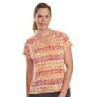 Women's Woolrich Endless Spaces Printed Burnout V-neck Tee, Size: Small, Light Red