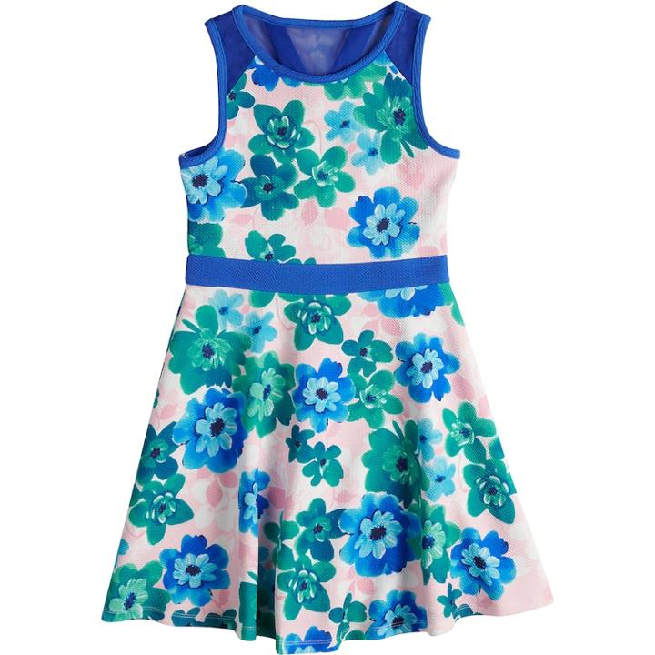 Girls 7-16 Lavender Pique Knit Floral Print Dress, Size: 10, Multi