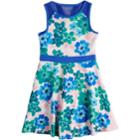 Girls 7-16 Lavender Pique Knit Floral Print Dress, Size: 10, Multi