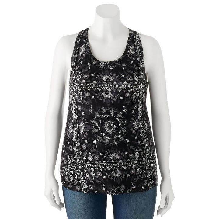 Juniors' Plus Size Mudd&reg; Racerback Tank, Girl's, Size: 3xl, Black
