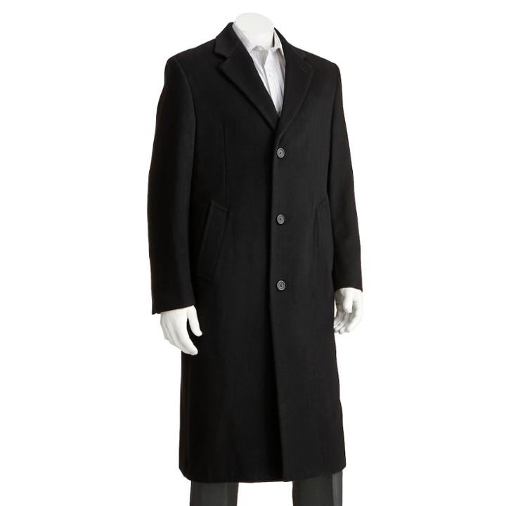 Men's Jean-paul Germain Classic-fit Sander 45-in. Wool-blend Top Coat, Size: 42 Long, Black