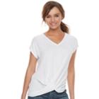 Women's Apt. 9&reg; Twist Front Tee, Size: Large, White