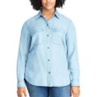Plus Size Chaps Chambray Button-down Shirt, Women's, Size: 2xl, Blue