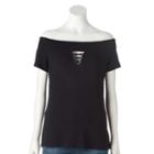 Women's Rock & Republic&reg; Off-the-shoulder Crisscross Top, Size: Small, Black