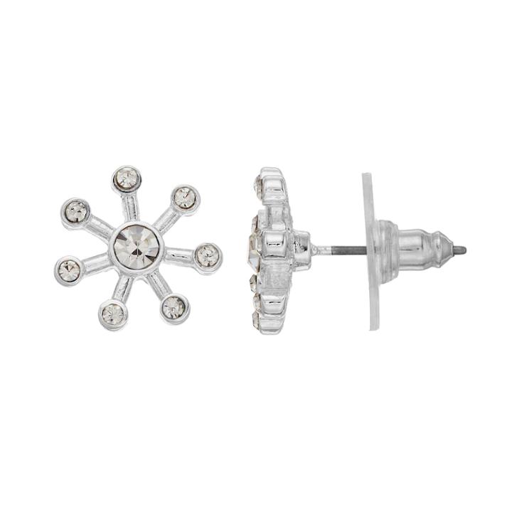 Lc Lauren Conrad Nickel Free Burst Simulated Crystal Silver Tone Stud Earrings, Women's