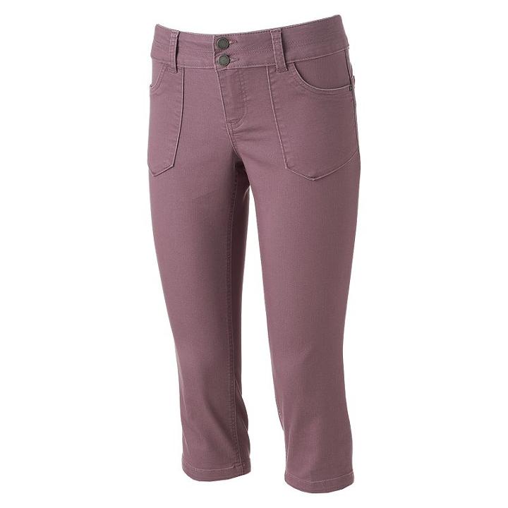 Juniors' Rewind Booty Lift Twill Capris, Girl's, Size: 9, Purple Oth