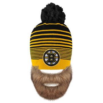 Old Time Hockey, Adult Boston Bruins Bearded Beanie, Black