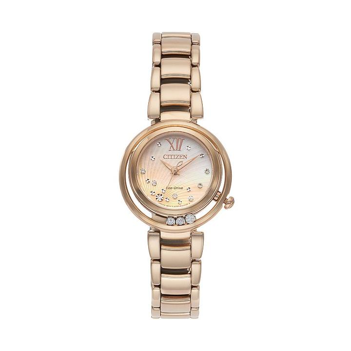 Citizen Eco-drive Women's L Sunrise Diamond Stainless Steel Watch - Em0323-51n, Pink