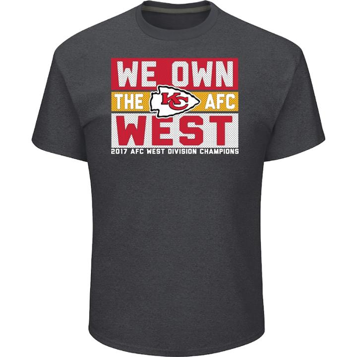 Men's Kansas City Chiefs 2017 Afc West Division Champions Line Of Scrimmage Tee, Size: Large, Dark Grey