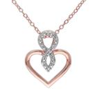 Diamond Accent Pink Rhodium-plated Sterling Silver Infinity Heart Pendant, Women's, Size: 18, White