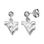 Dayna U West Virginia Mountaineers Sterling Silver Drop Earrings, Women's, Grey