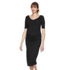 Maternity A:glow Ruched Midi Sheath Dress, Women's, Size: M-mat, Black