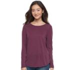 Juniors' Pink Republic Lace-up Raglan Tee, Teens, Size: Small, Brt Purple